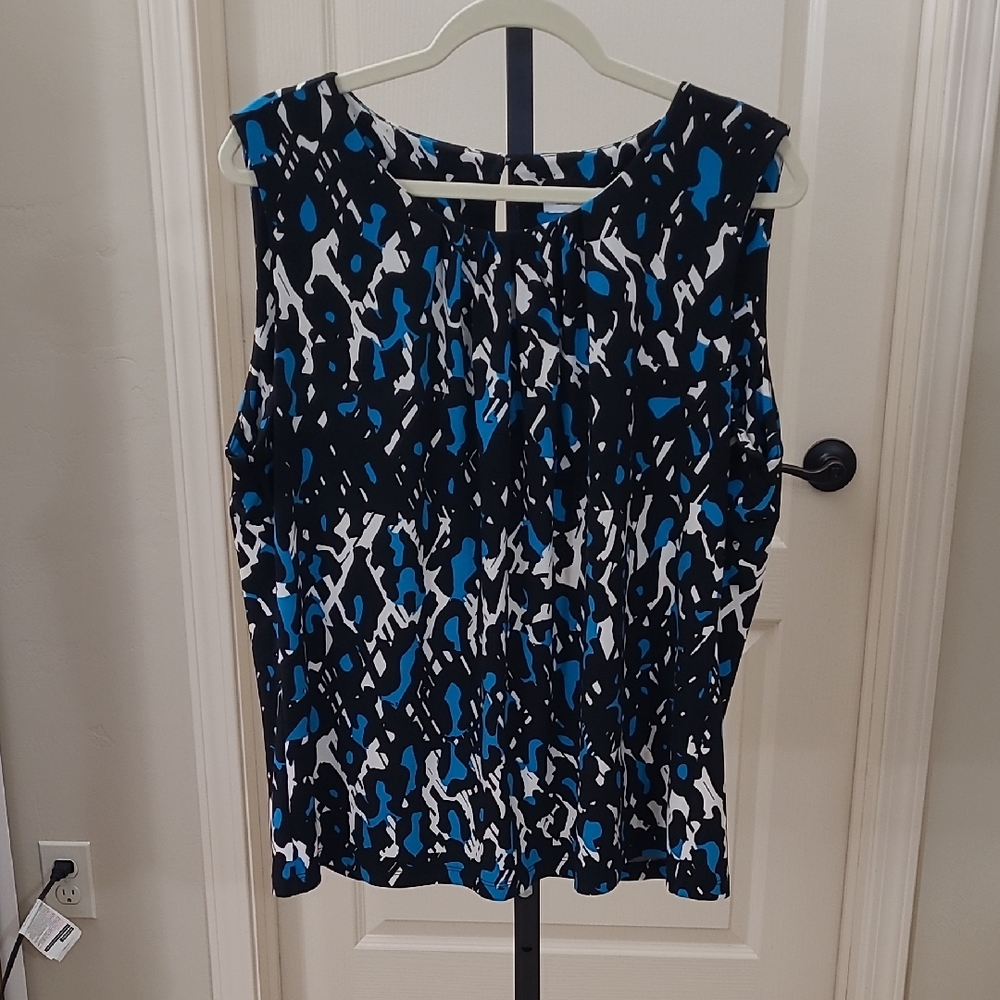 CALVIN KLEIN Women's Sleeveless Abstract Design Top Size 1X